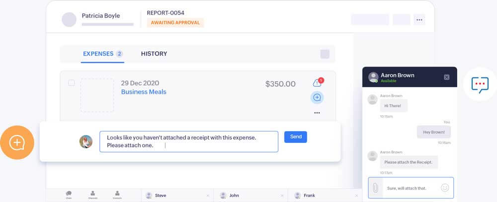 Screenshot depicting collaboration in Zoho Expense